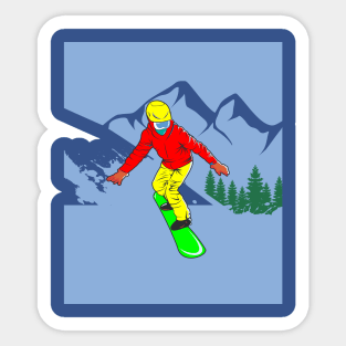 Skier Snow Mountains Extreme Sport Sticker